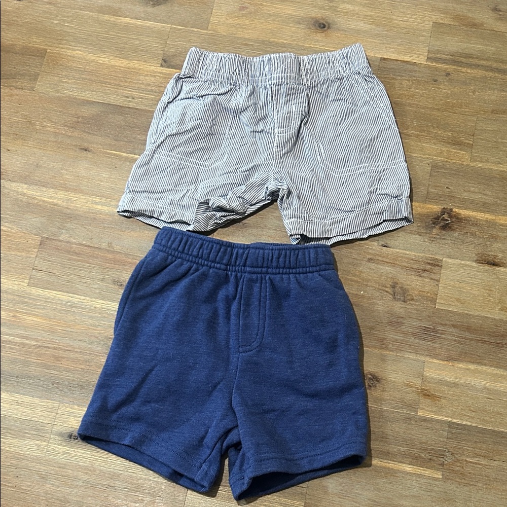 Kids Striped Gray and Navy Shorts Set